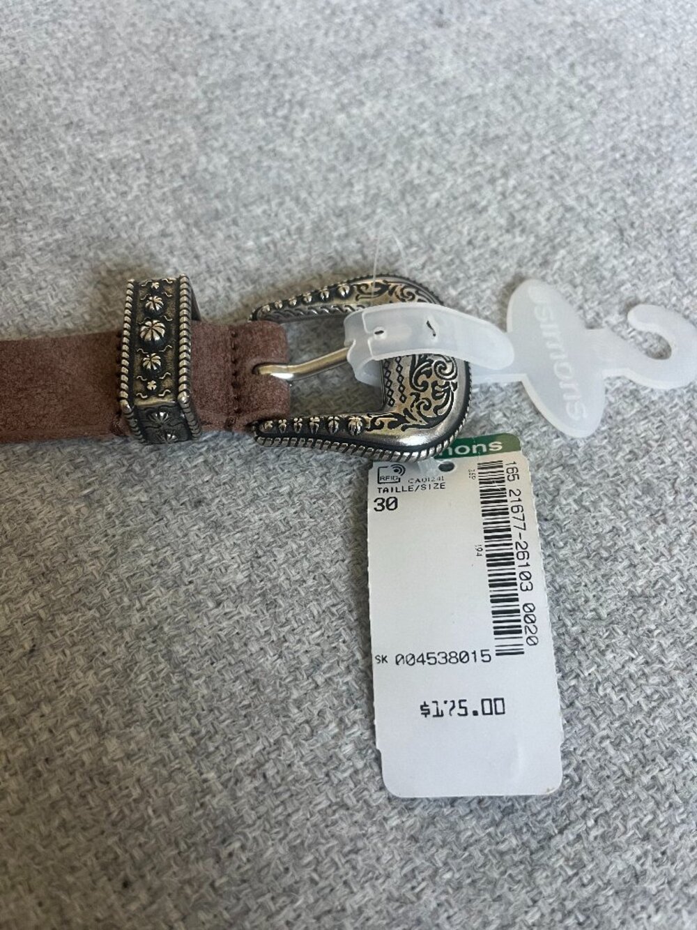 Men's 100% Suede Brown Belt.  Size:30. Brand: Molebo.  NEW.  Retail:$175+tax